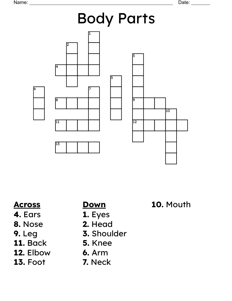 Body Parts  Crossword