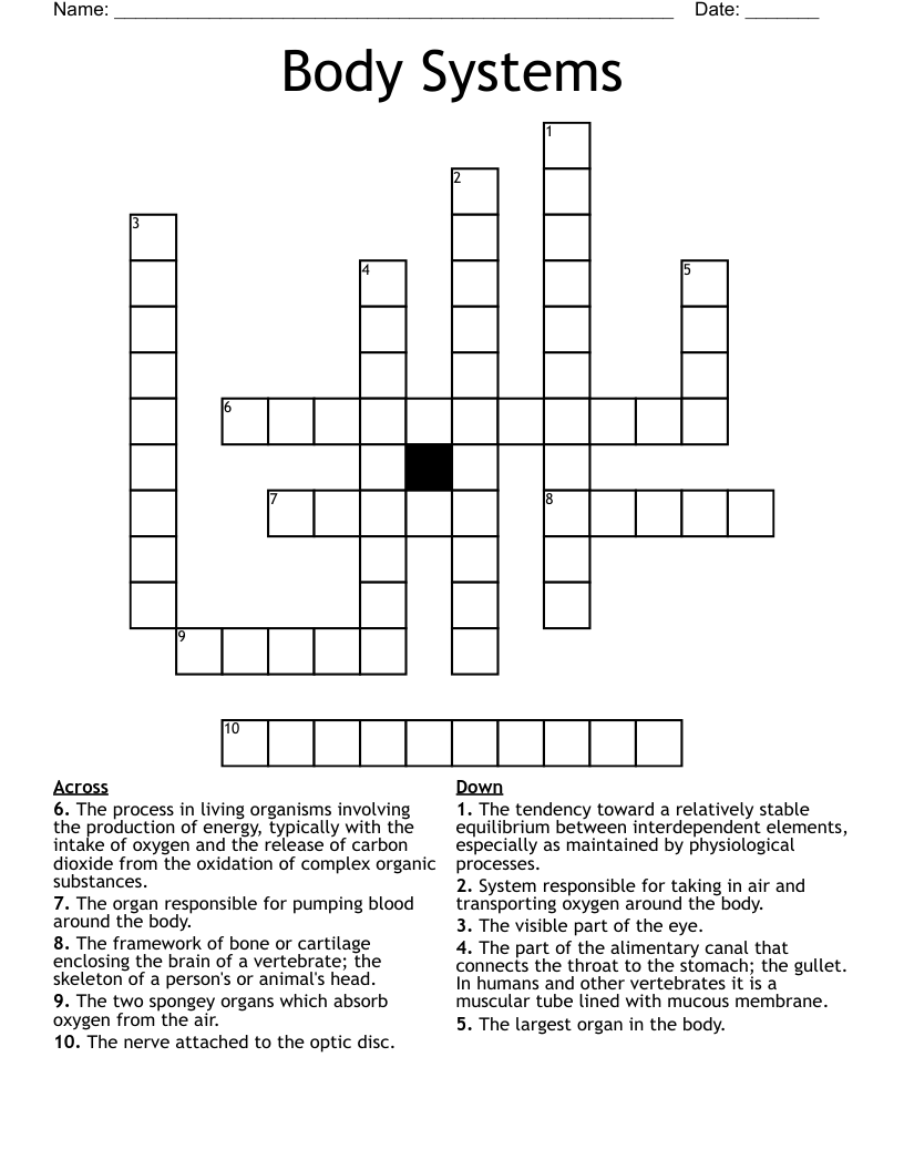 Body Systems Crossword