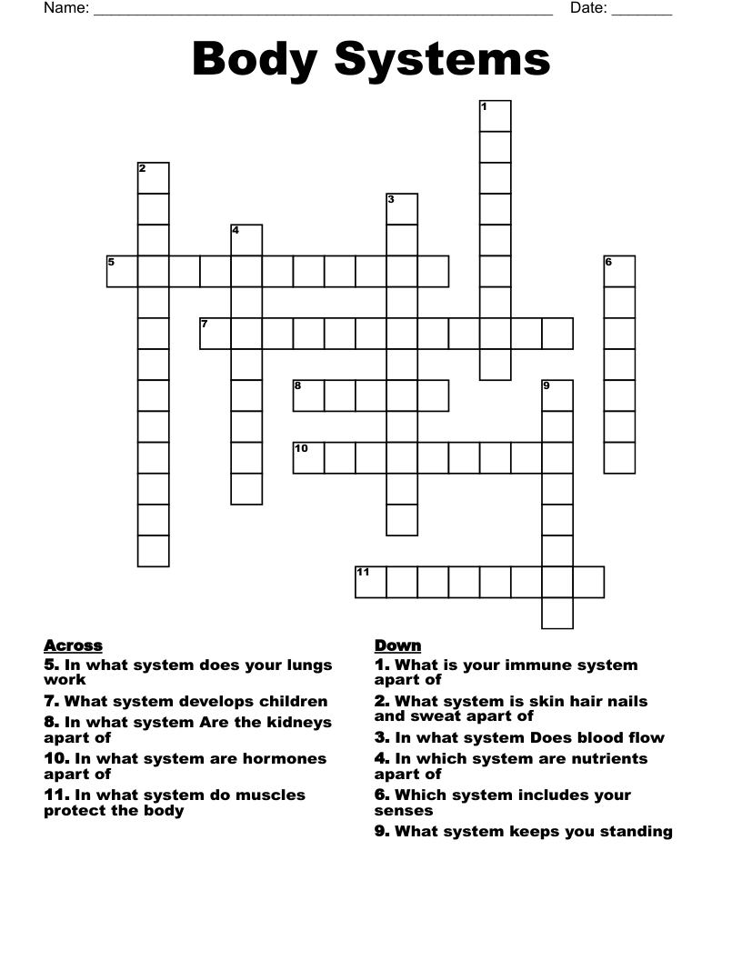 Body Systems Crossword