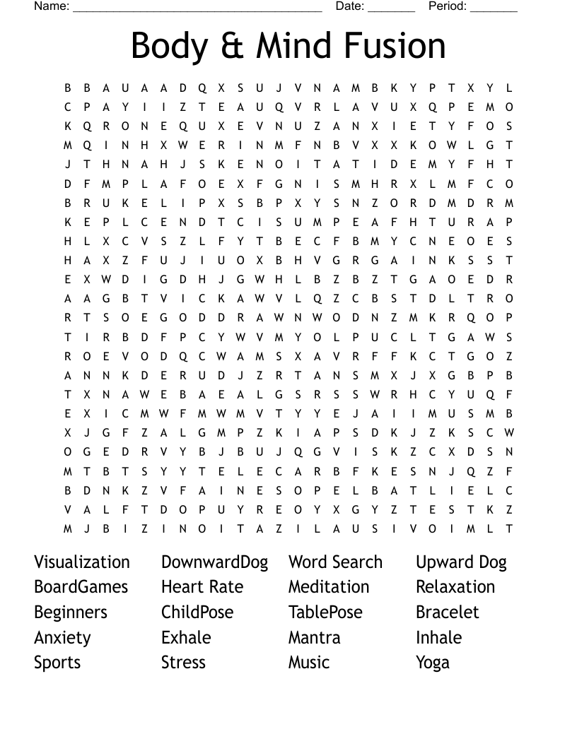 Body & Mind Fusion Word Search
