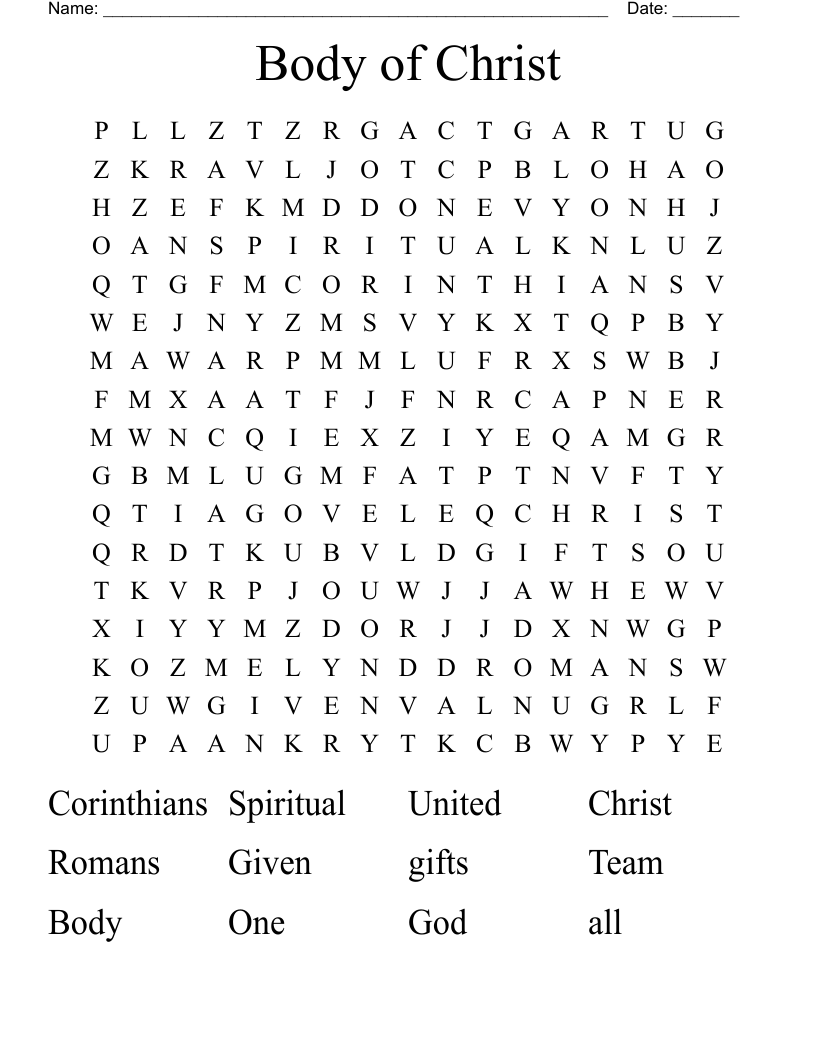 Body of Christ  Word Search
