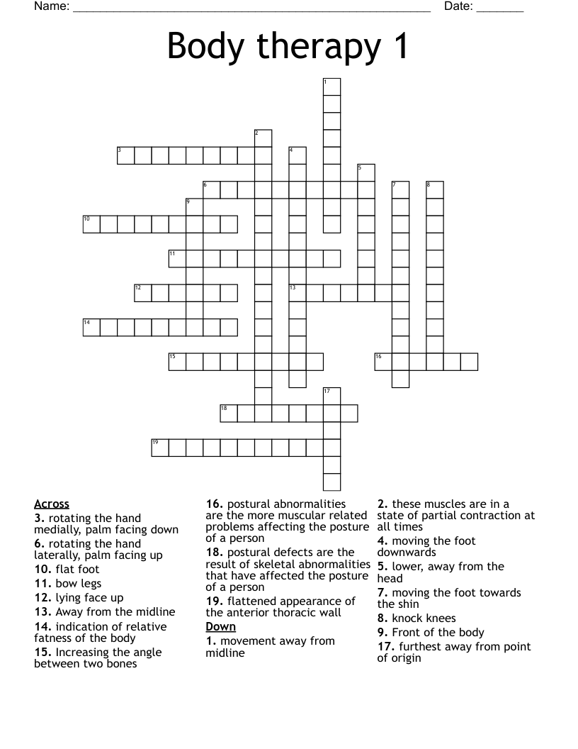 Body therapy 1  Crossword