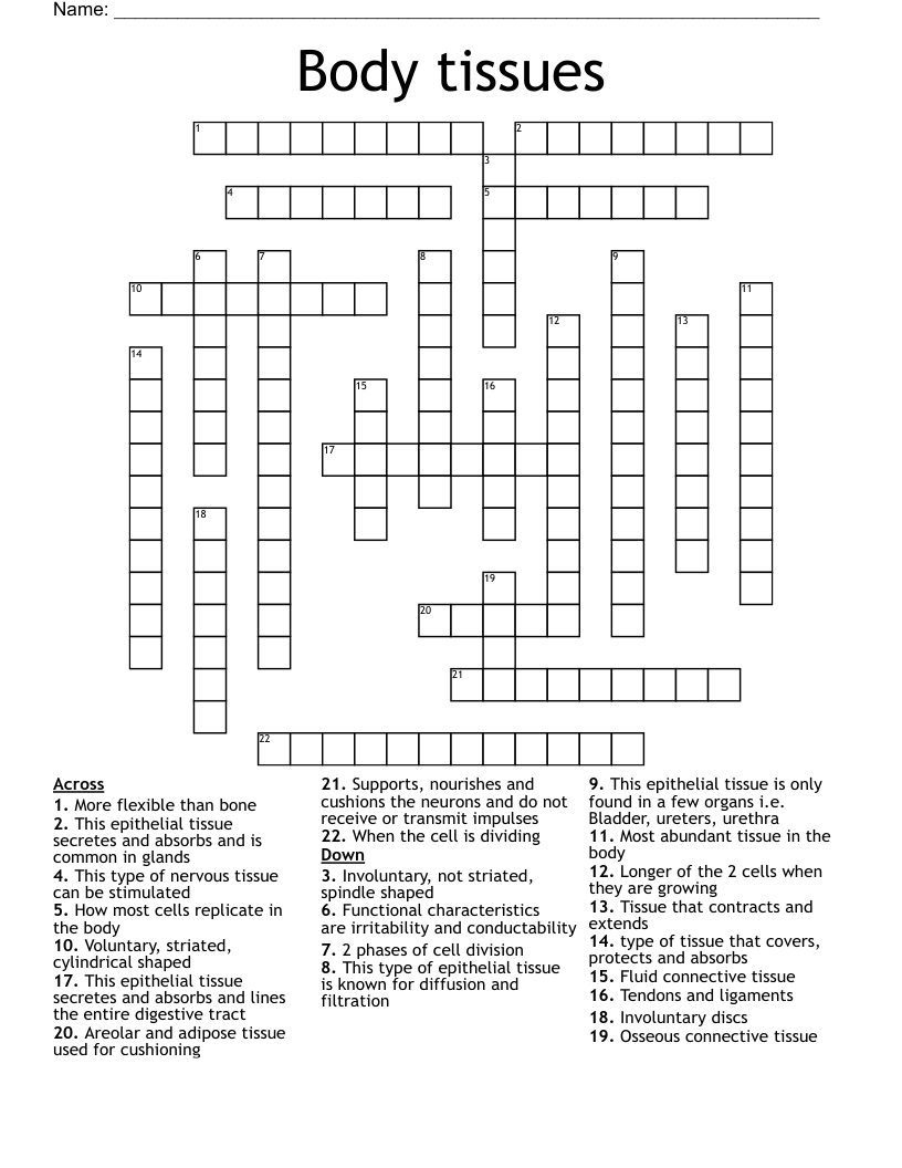 Body tissues Crossword