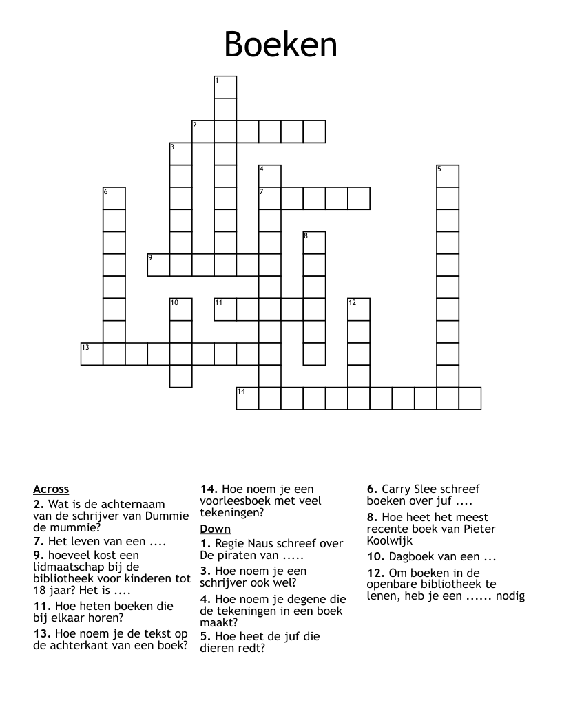 Boeken Crossword