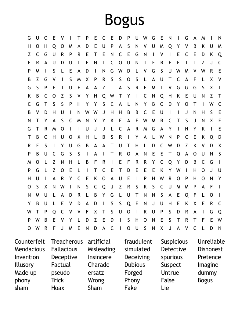 Bogus Word Search