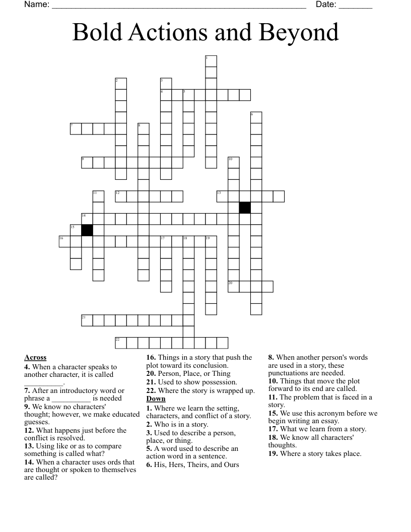 Bold Actions and Beyond Crossword