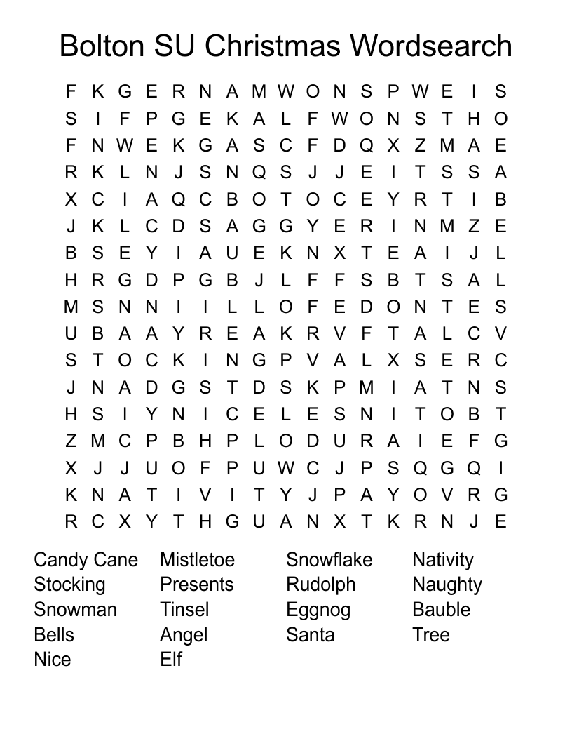 Bolton SU Christmas Wordsearch