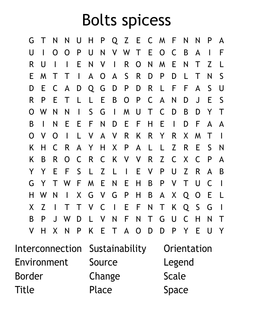 Bolts spicess  Word Search