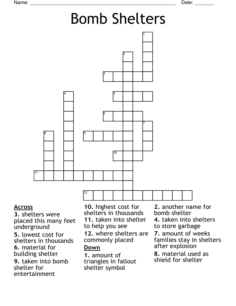 Bomb Shelters Crossword
