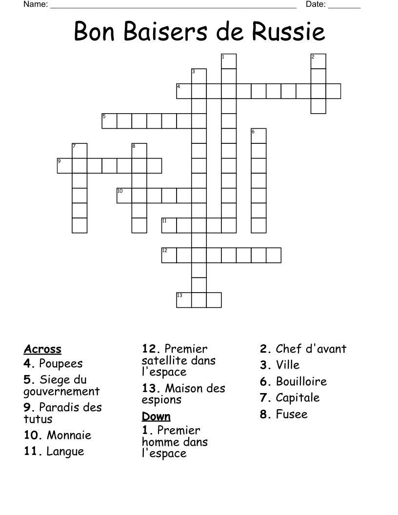 Bon Baisers de Russie Crossword