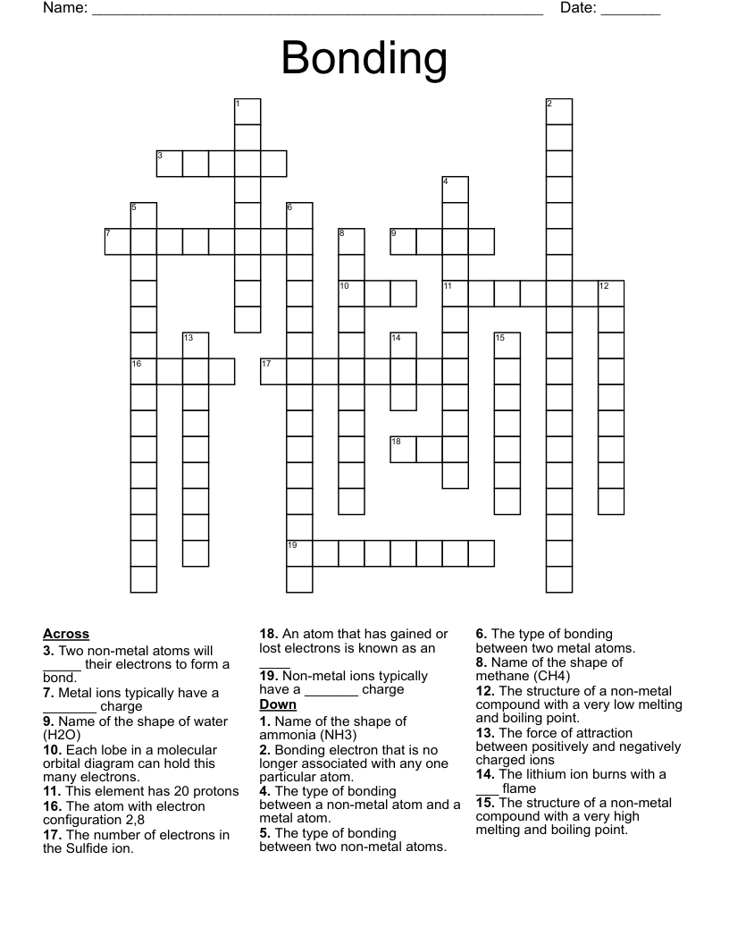 Bonding Crossword