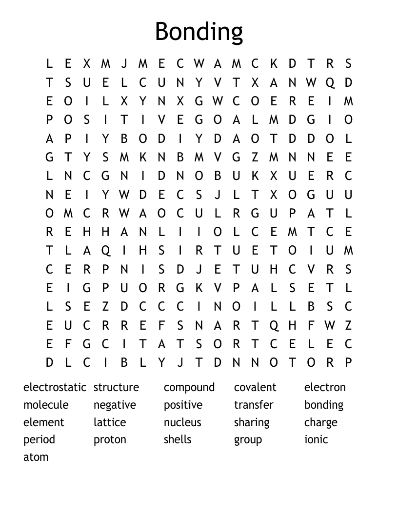 Bonding Word Search