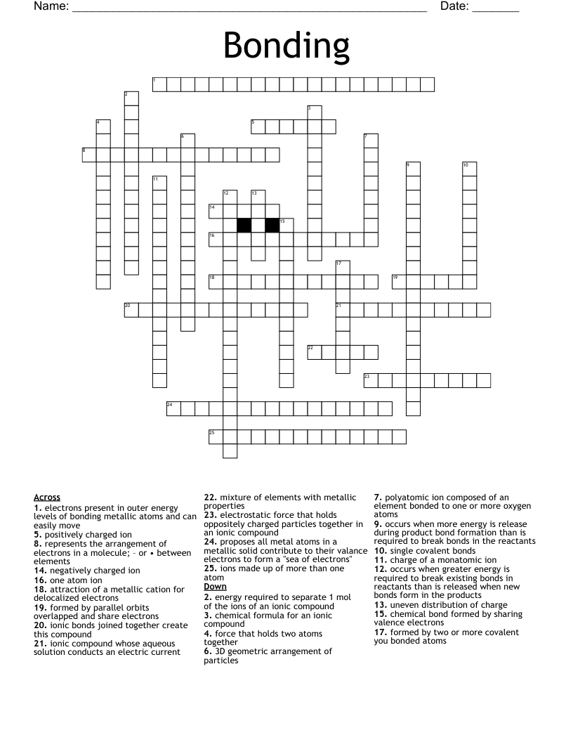 Bonding Crossword