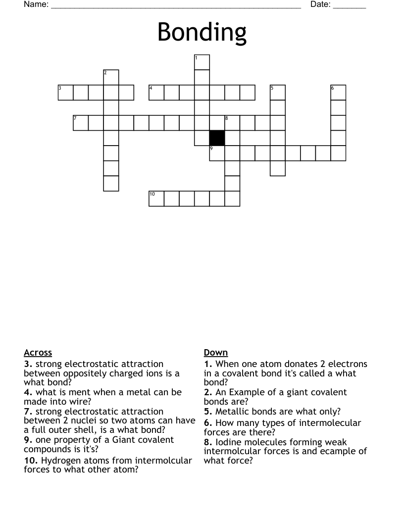 Bonding Crossword
