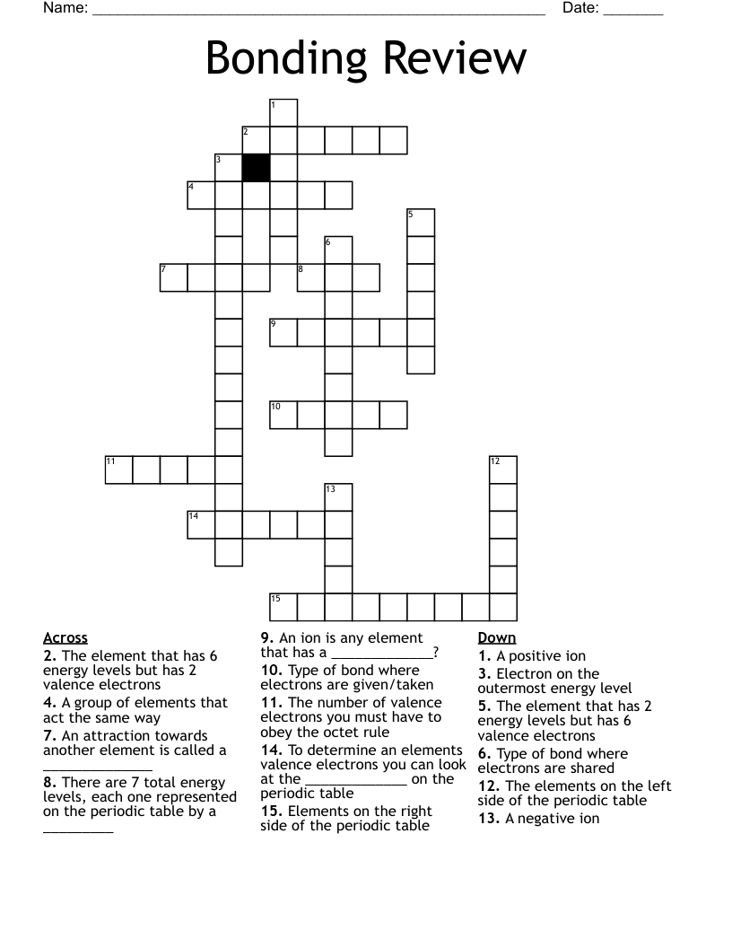 Bonding Review Crossword