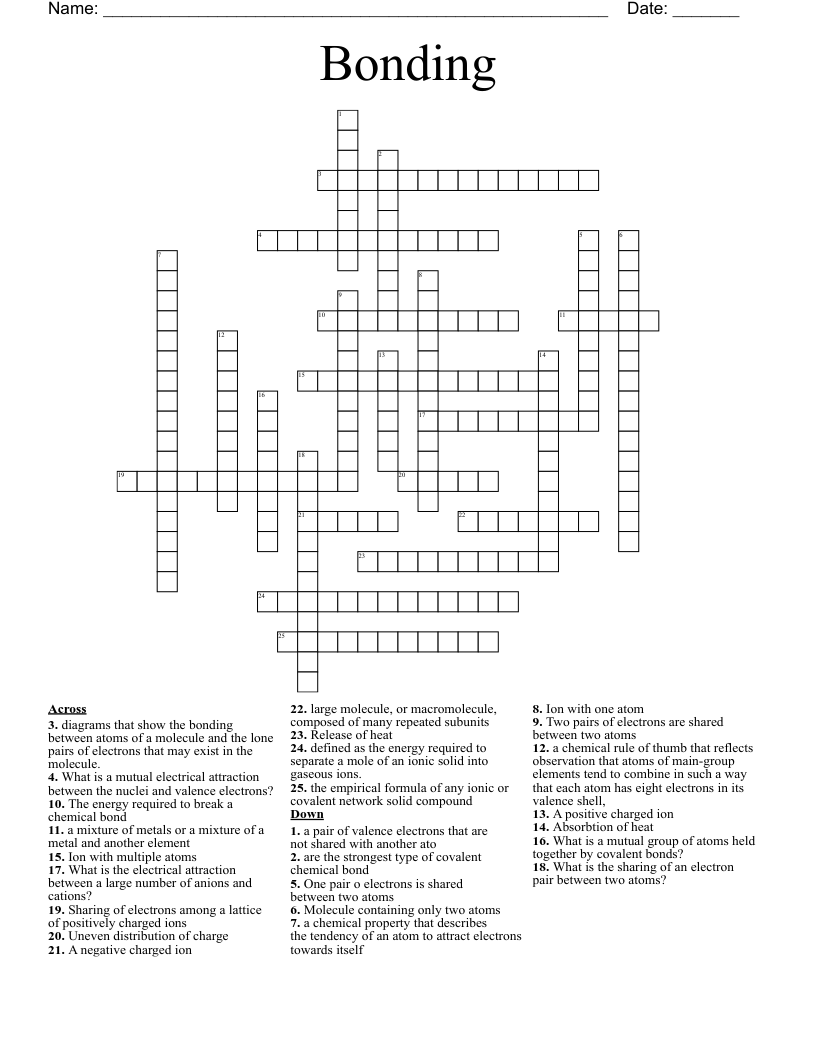 Bonding  Crossword