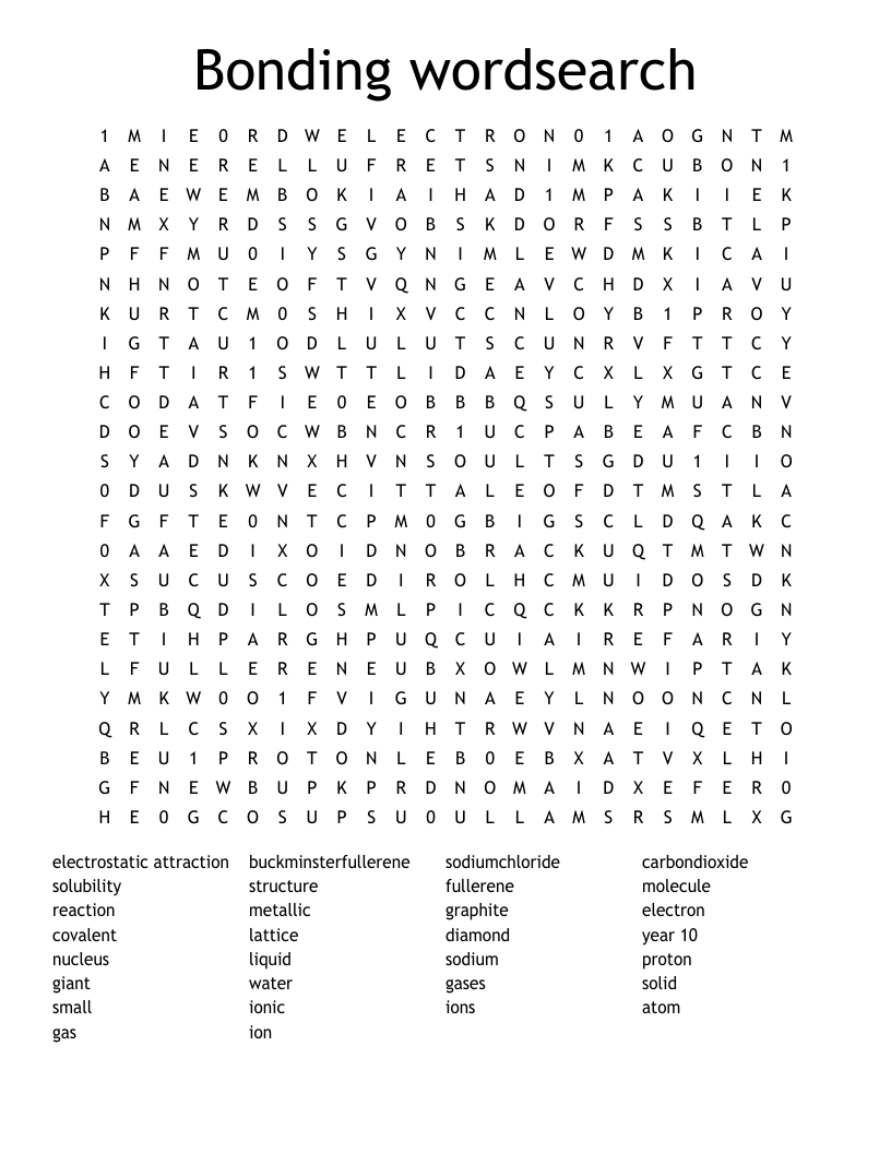 Bonding wordsearch