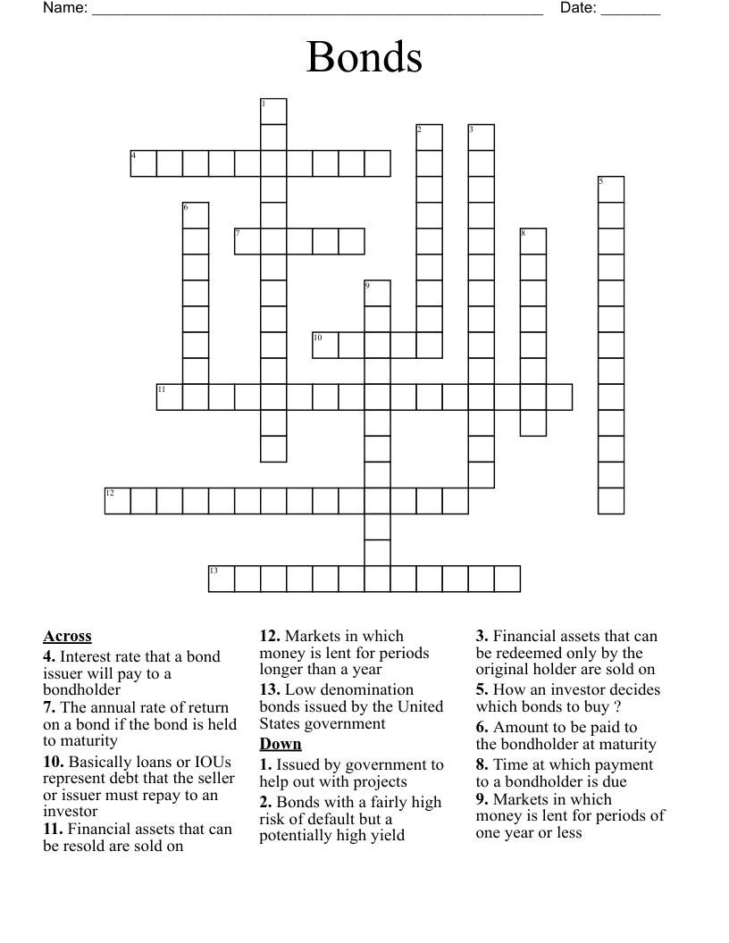 Bonds  Crossword