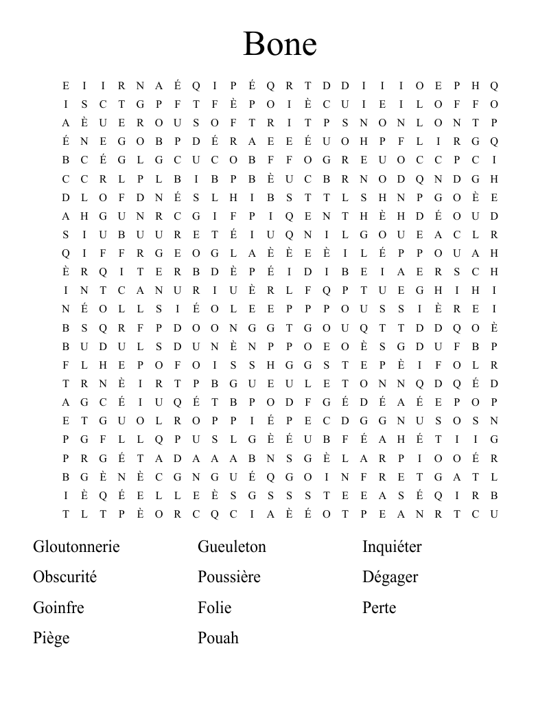 Bone Word Search
