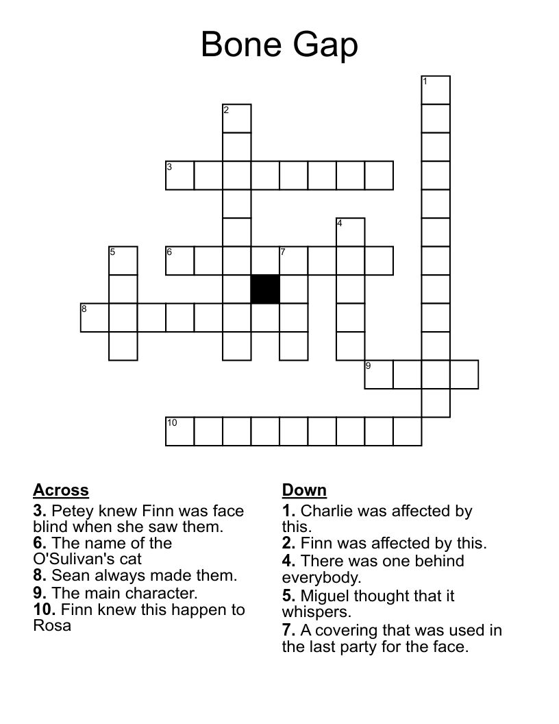 Bone Gap Crossword