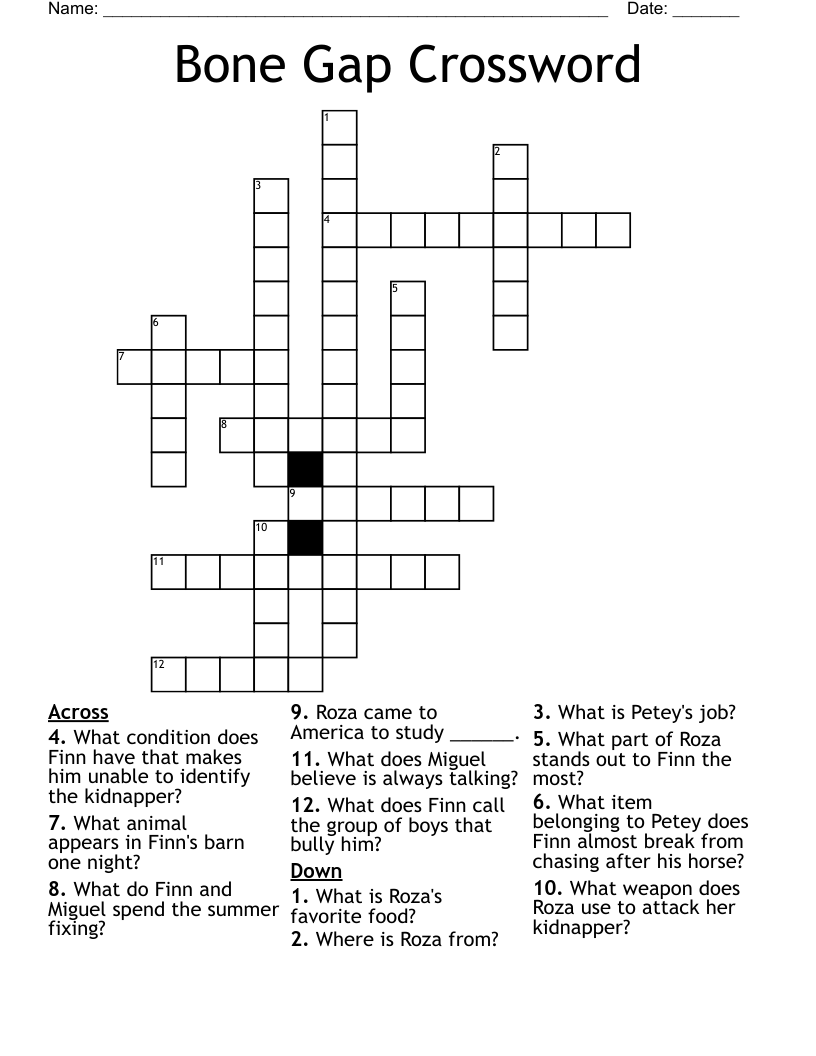 Bone Gap Crossword