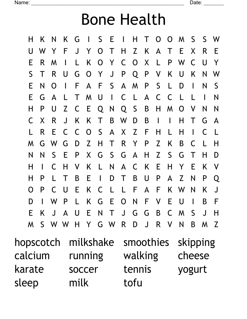 Bone Health Word Search