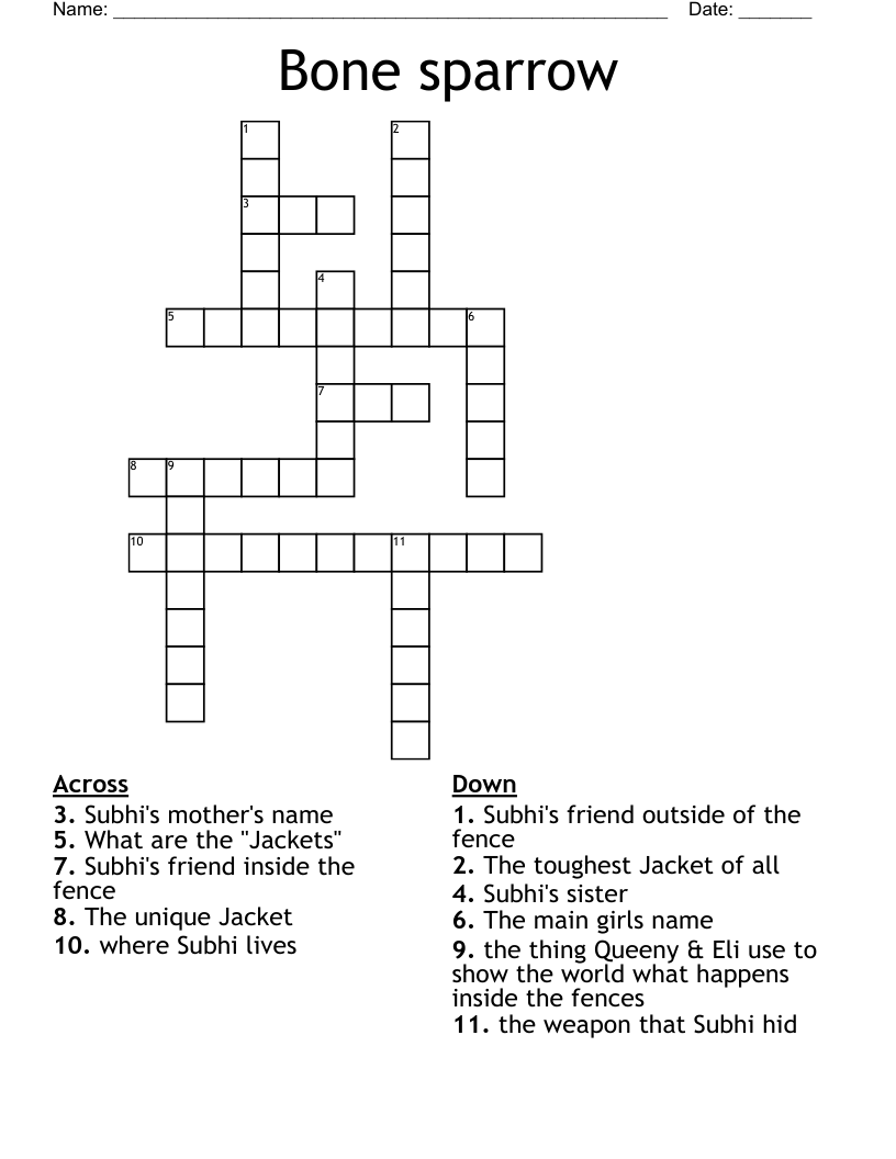 Bone sparrow Crossword