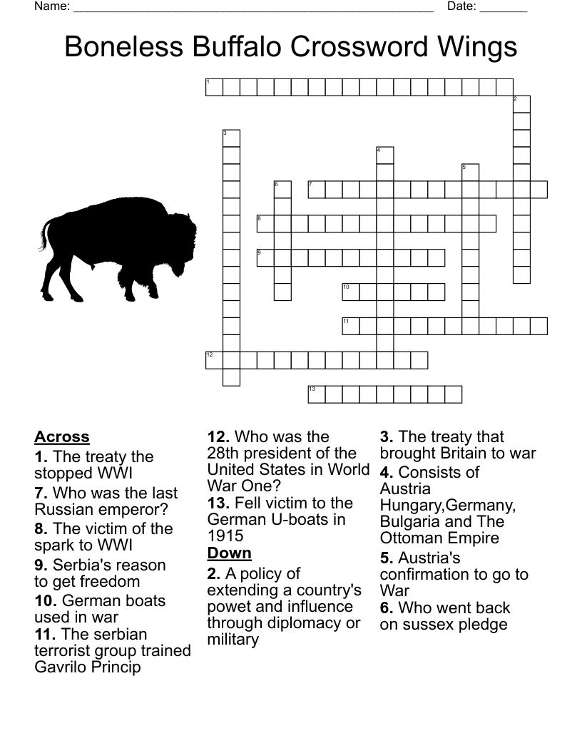 Boneless Buffalo Crossword Wings 