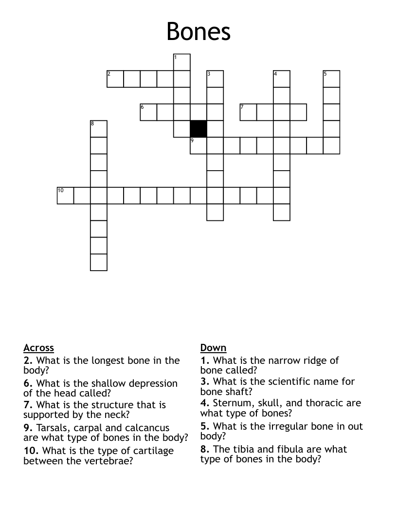 Bones Crossword