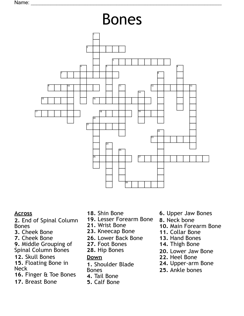 Bones Crossword