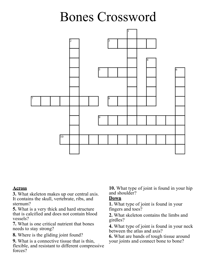 Bones Crossword