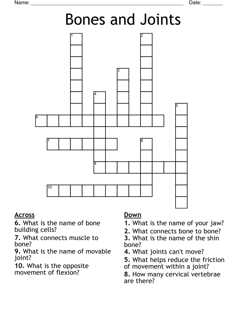 Bones and Joints Crossword