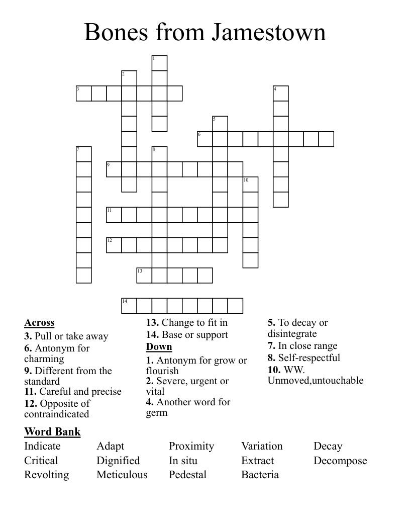 Bones from Jamestown Crossword