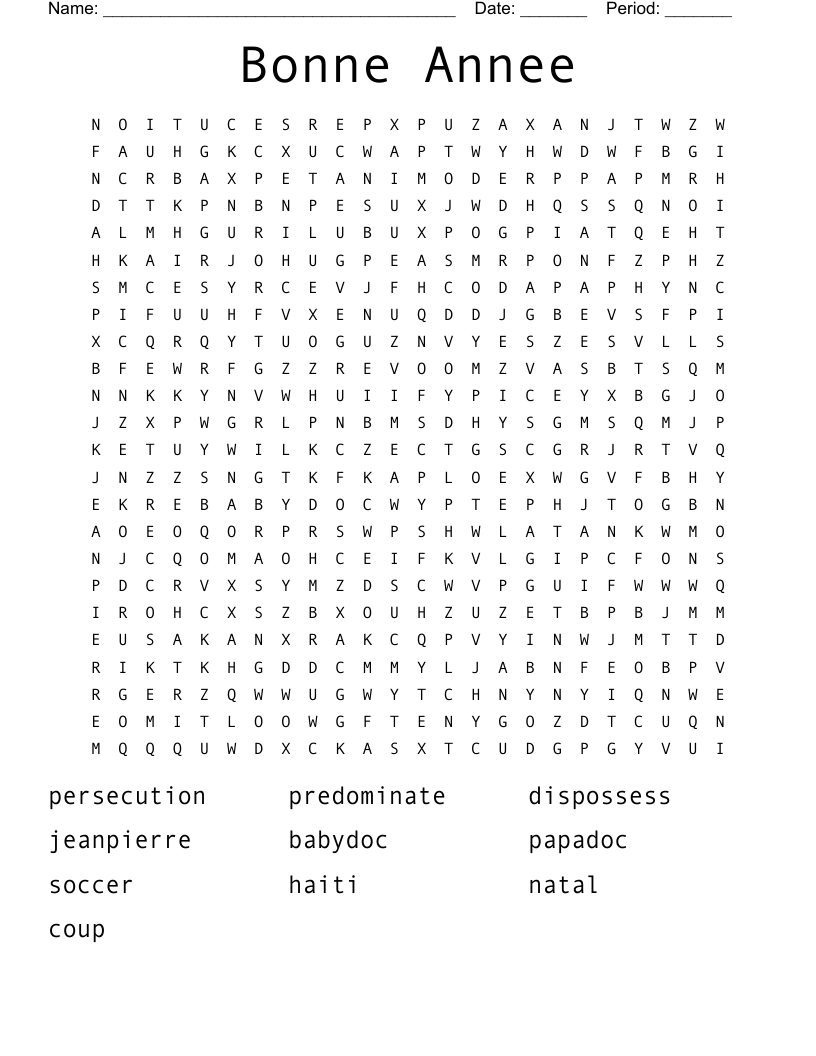 Bonne Annee Word Search