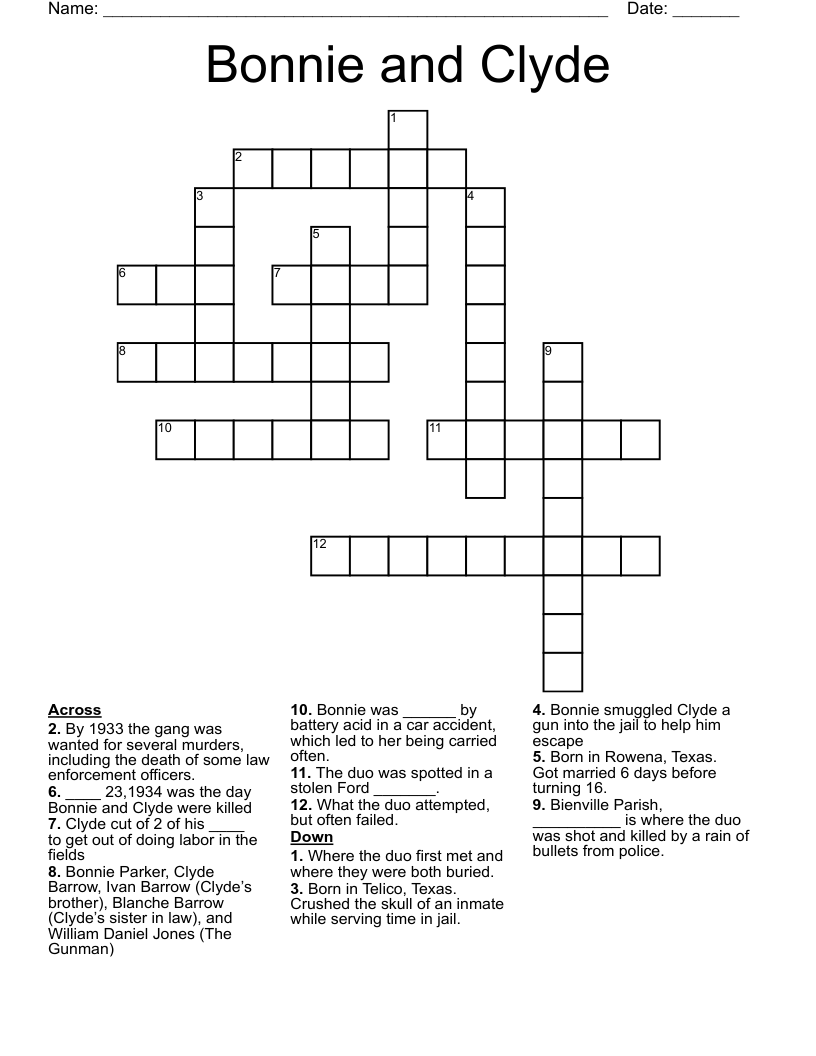 Bonnie and Clyde  Crossword