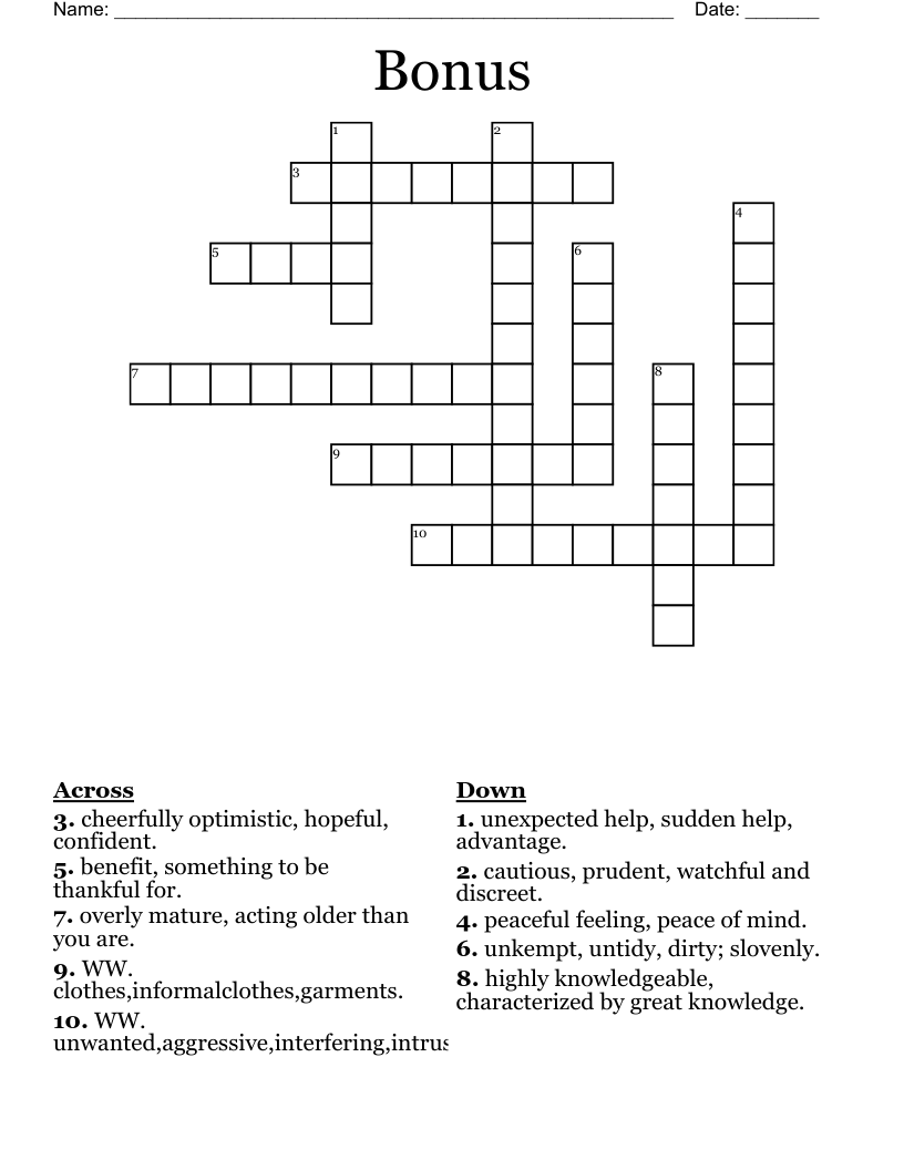 Bonus Crossword