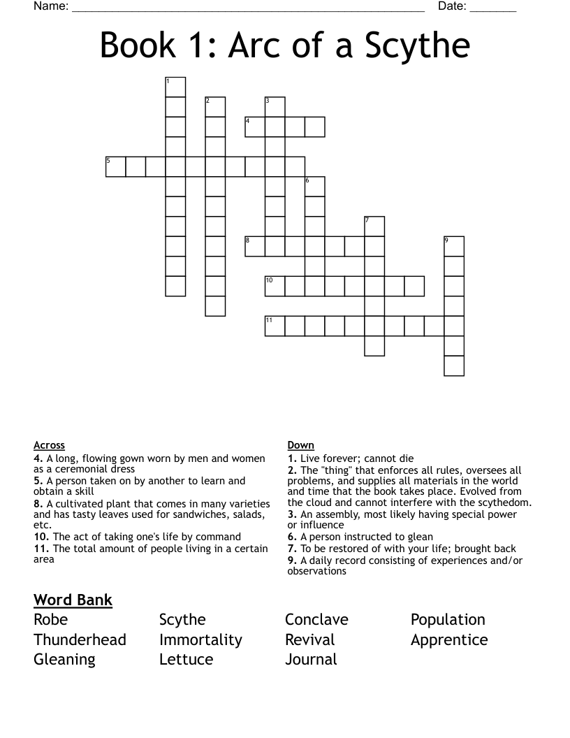 Book 1: Arc of a Scythe Crossword