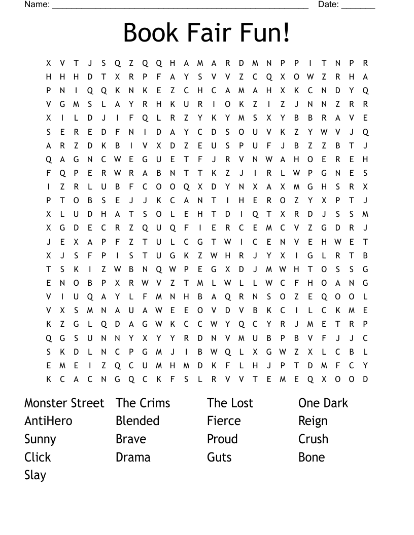 Book Fair Fun! Word Search
