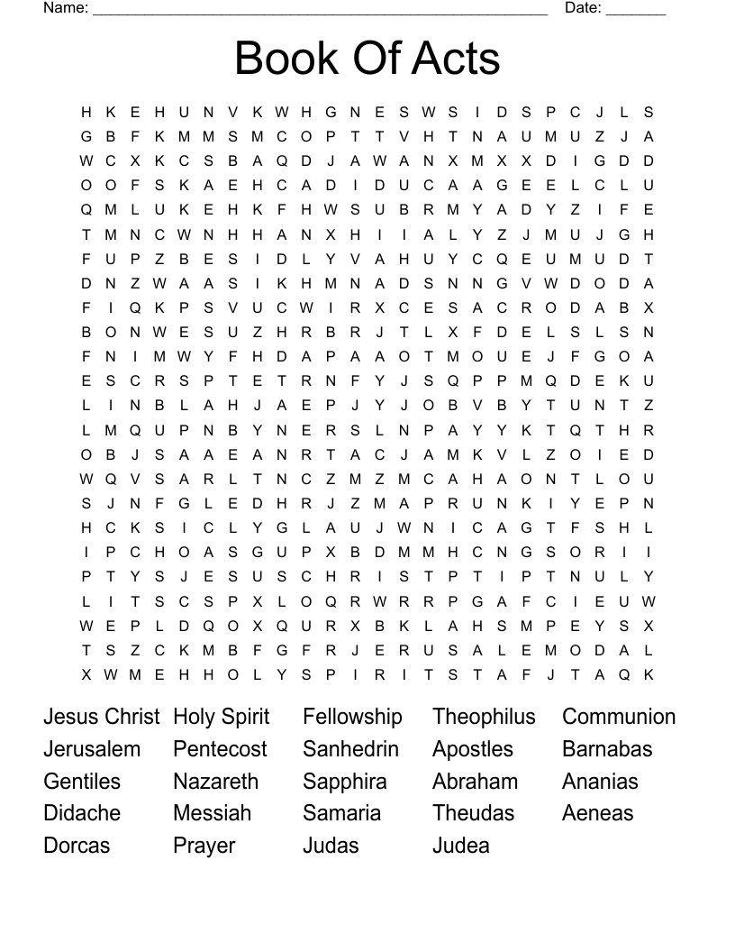Book Of Acts Word Search