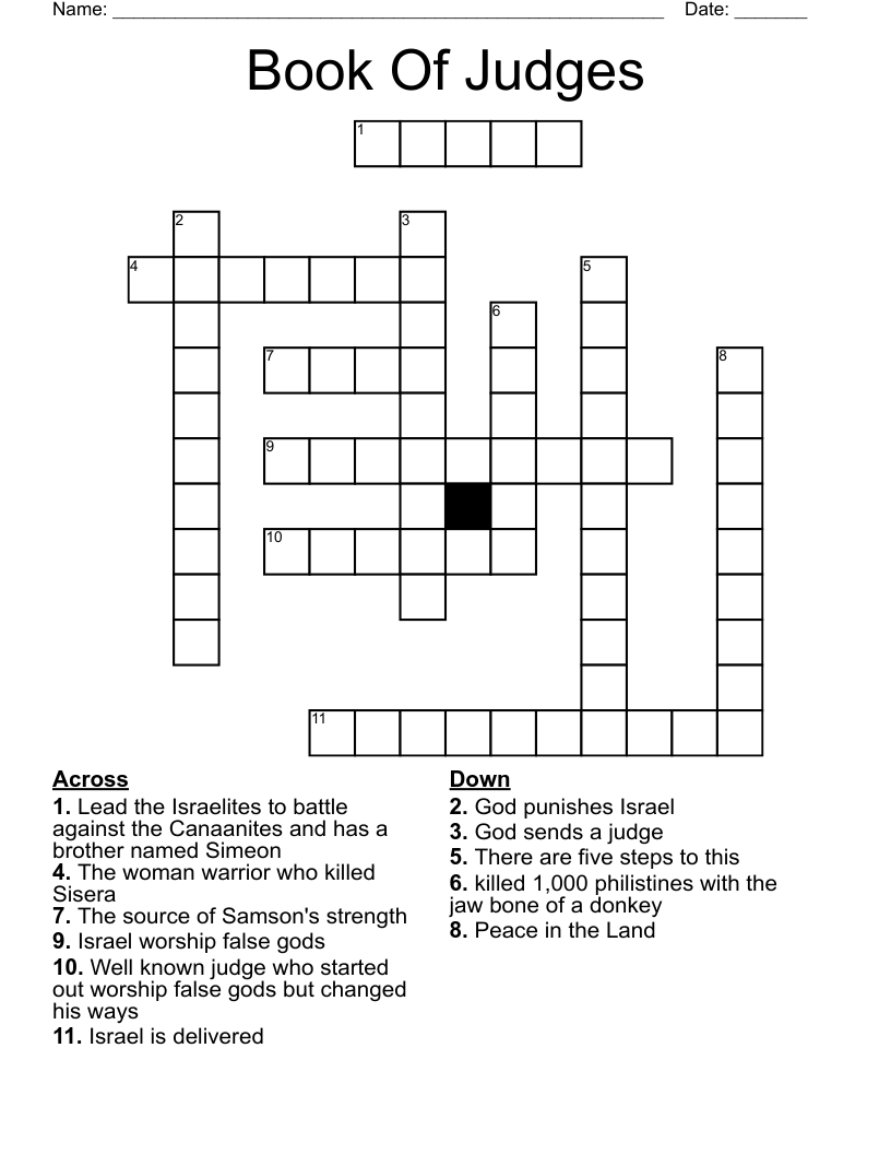 Book Of Judges Crossword
