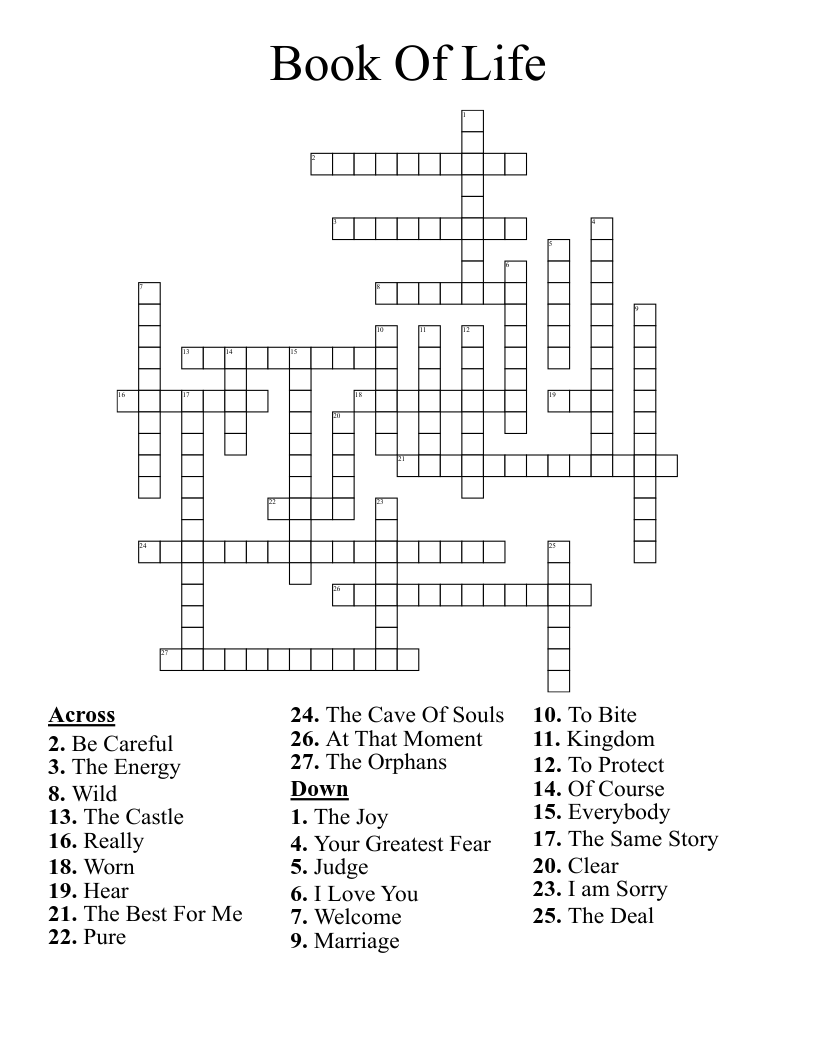 Book Of Life Crossword