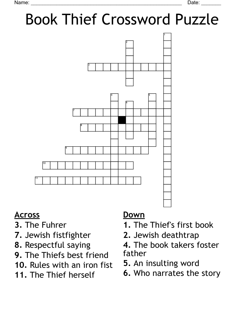 Book Thief Crossword Puzzle