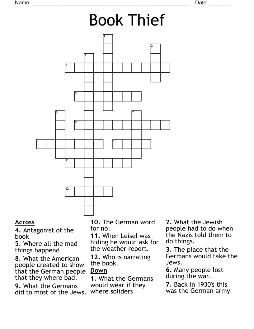 Book Thief  Crossword