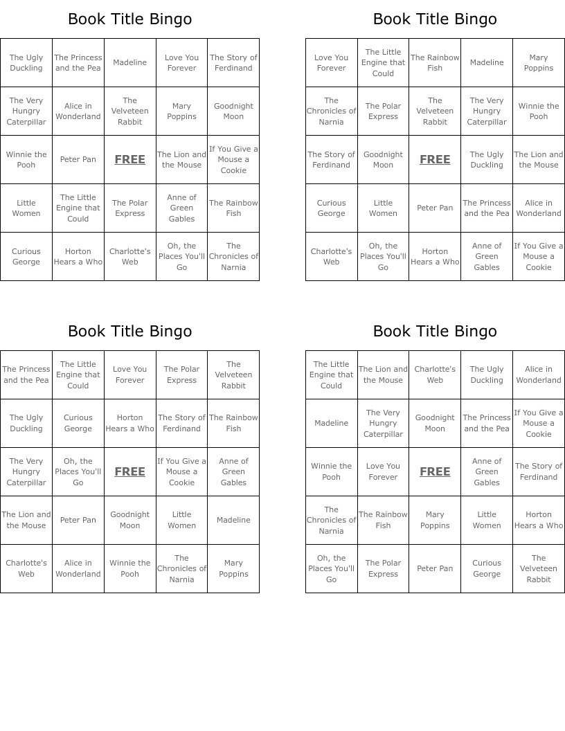 Book Title Bingo