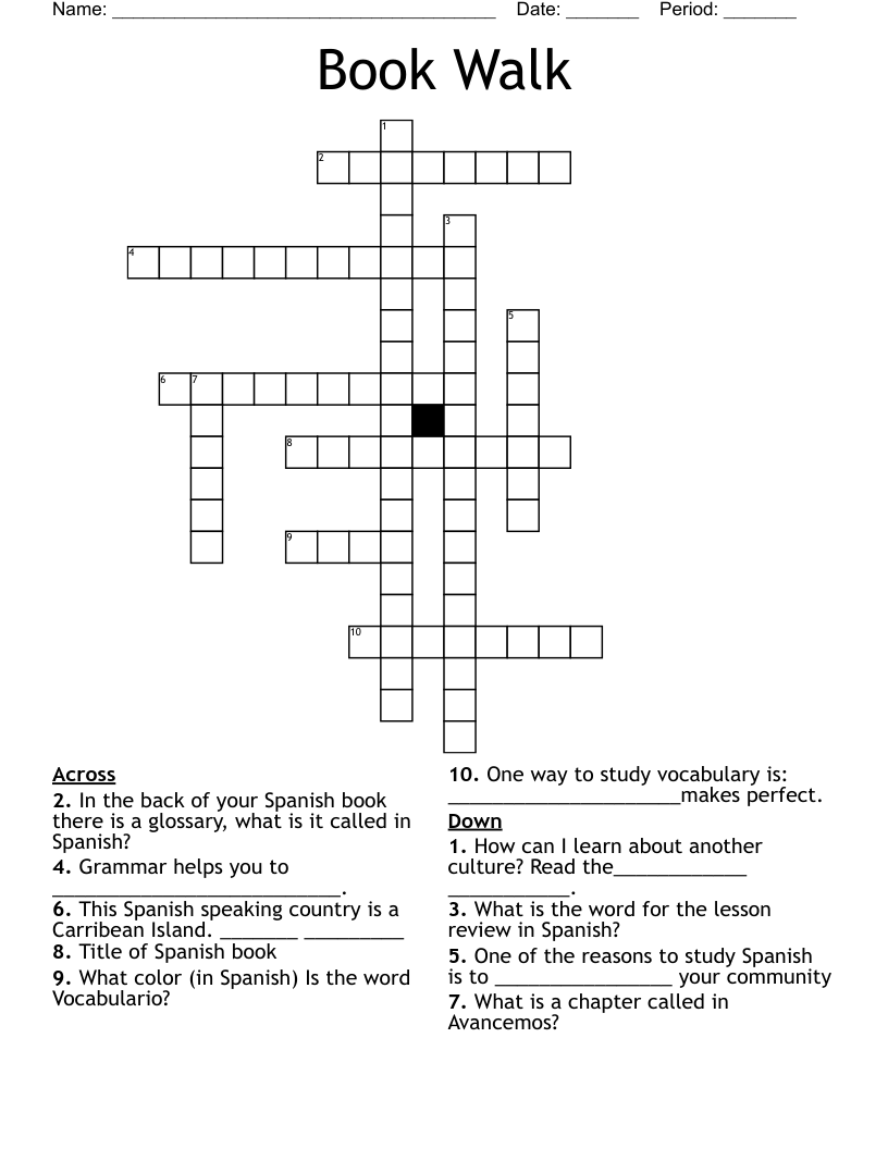 Book Walk  Crossword
