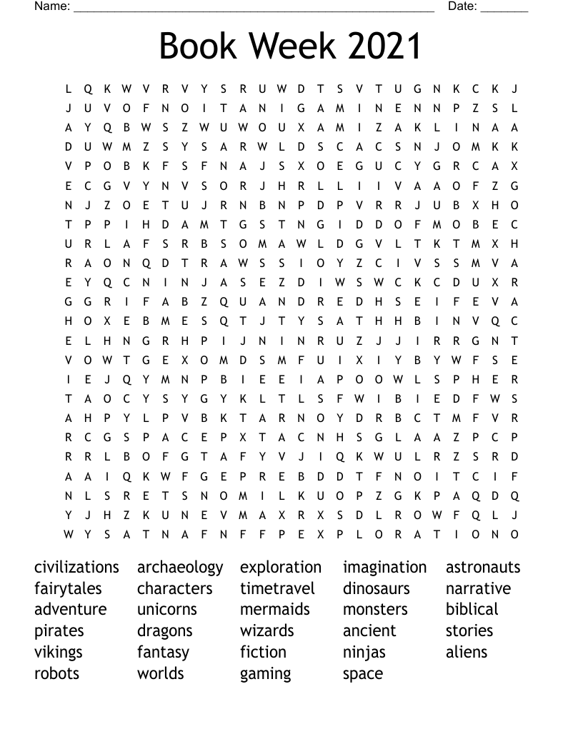Book Week 2021 Word Search