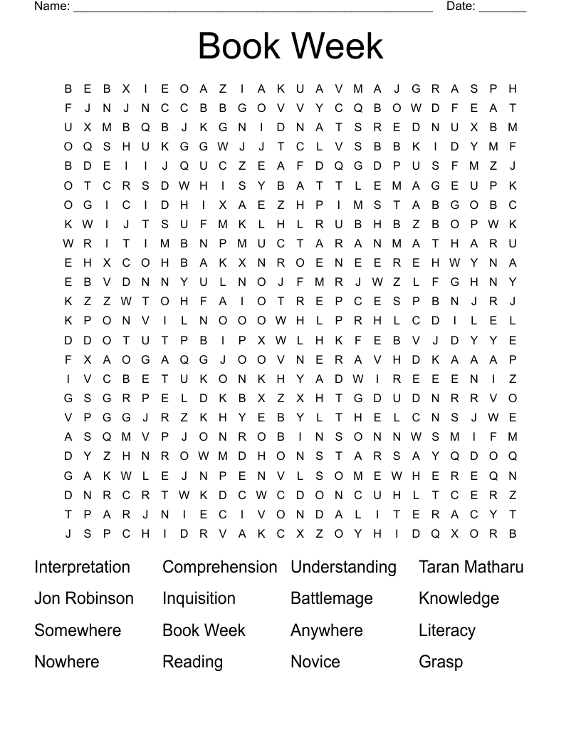 Book Week Word Search