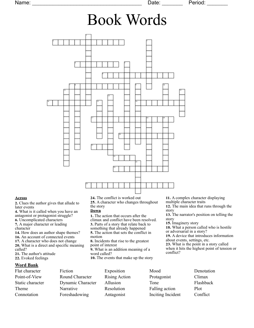 Book Words Crossword