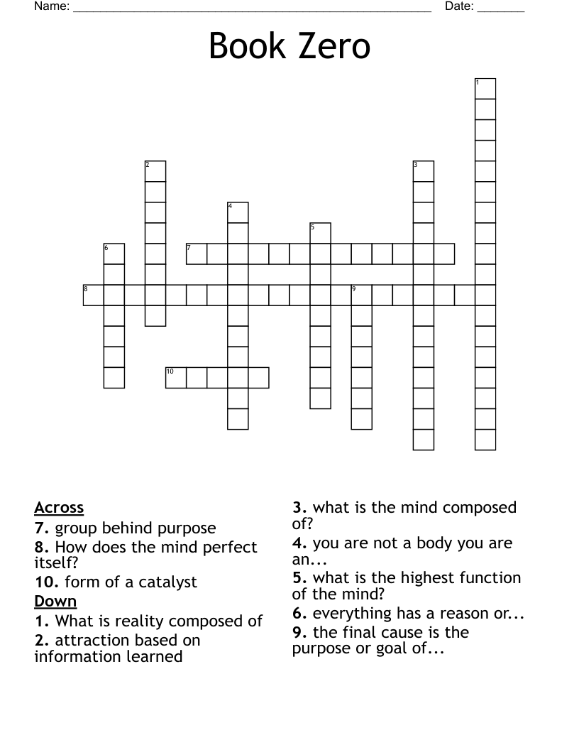 Book Zero Crossword