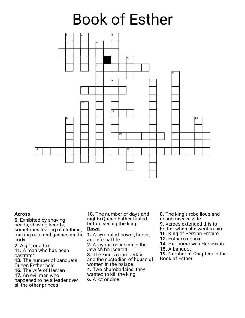 Book of Esther Crossword